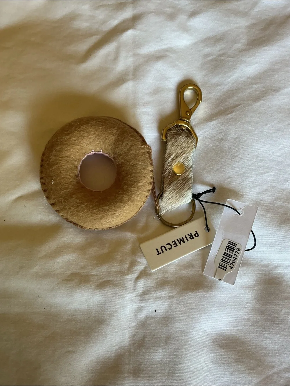 Prime Cut Handmade Felt Donut and Faux Fur Bag/ Keychain Charm